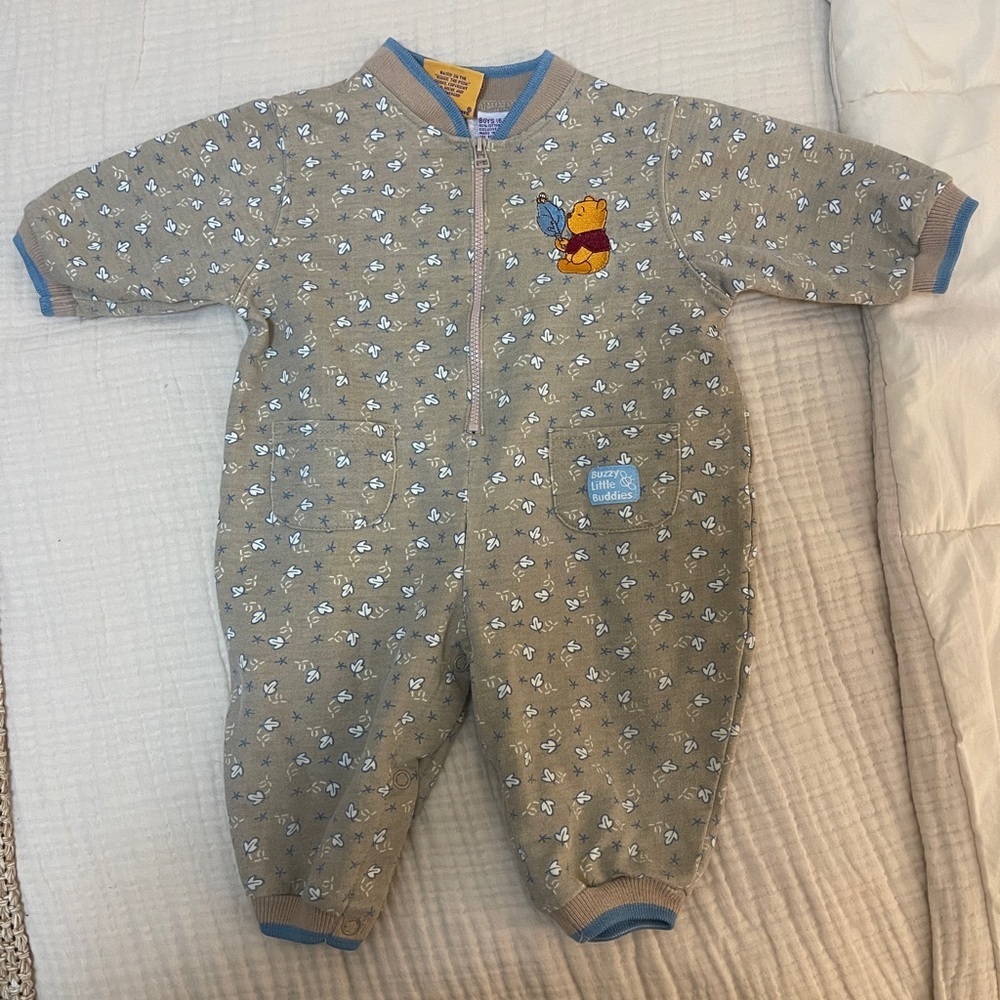 Winnie The Pooh 2006 Baby Floral Pajamas Embroidered Boys 6-9 M Cottagecore
